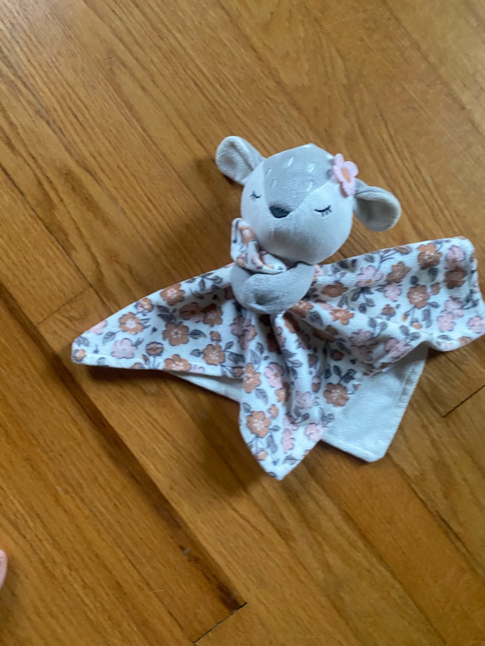 Plush Floral Baby Lovey - Gray & Blush